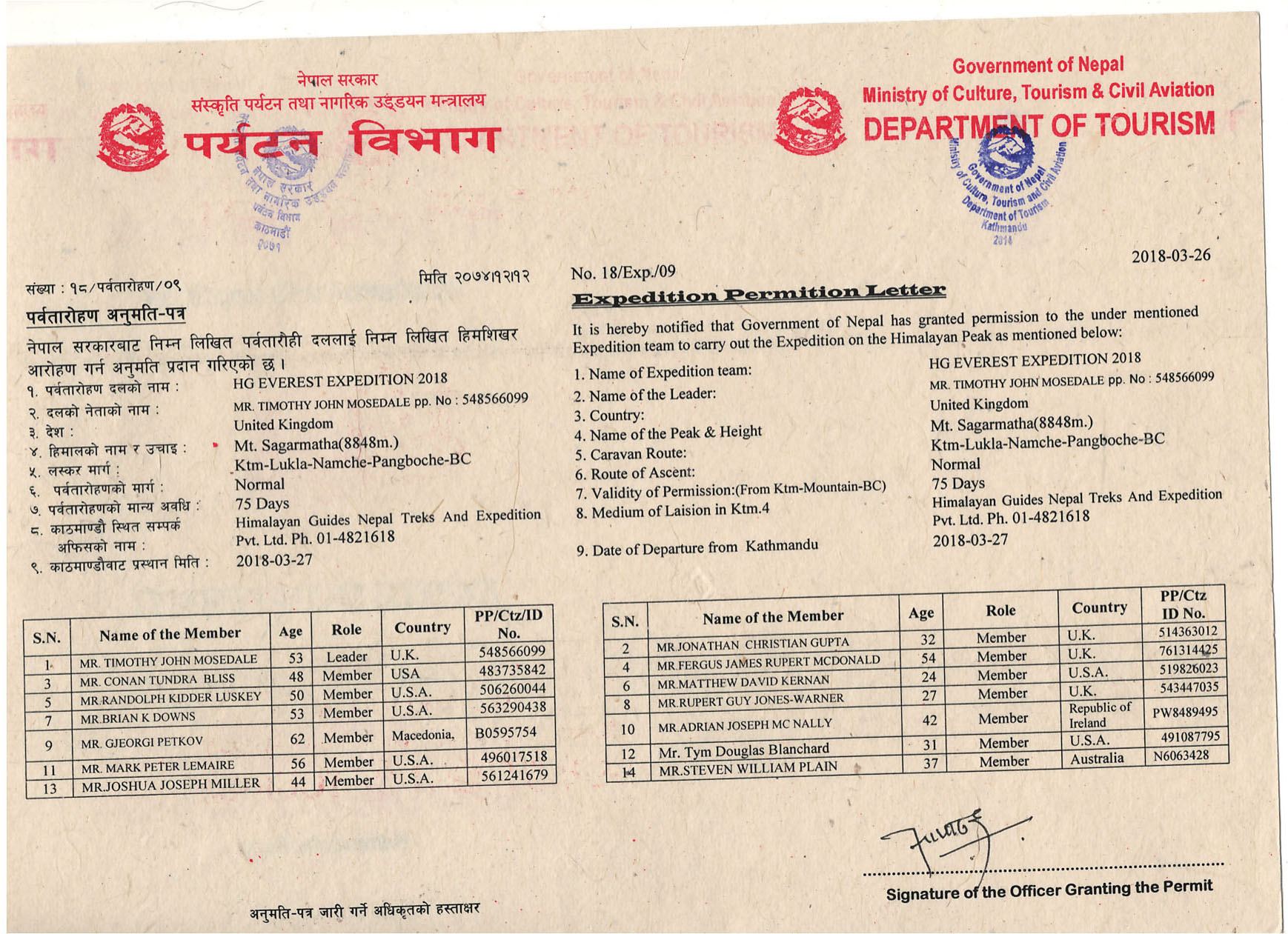 HG Everest Expedition 2018